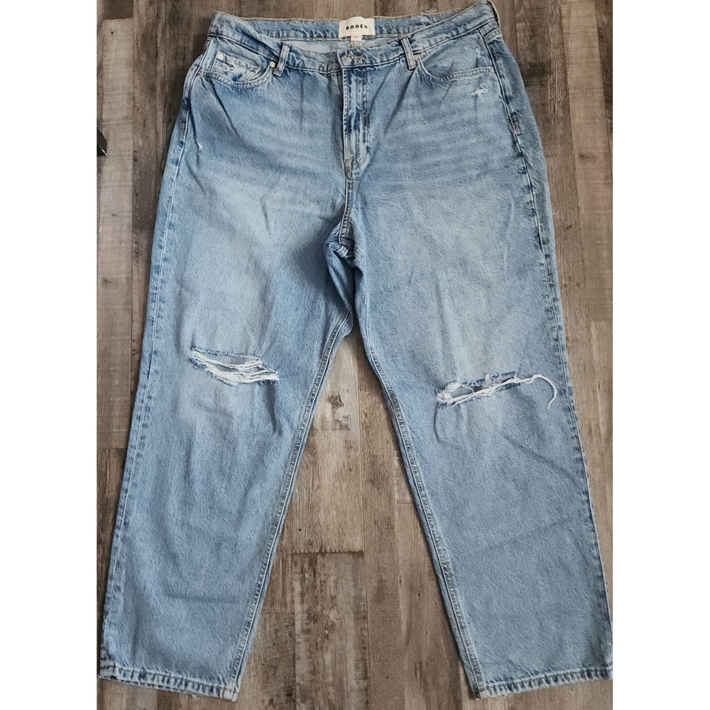 Boden Loose Jeans Womens 32x32*(Actual 36x28) Light Blue Distressed Ripped